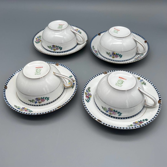 Vintage Noritake “Sheridan” Flat Cup & Saucer Sets 4 - Picture 3 of 9